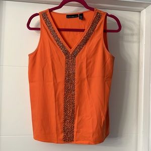 Black Label by Chico’s Orange Beaded Tank 00